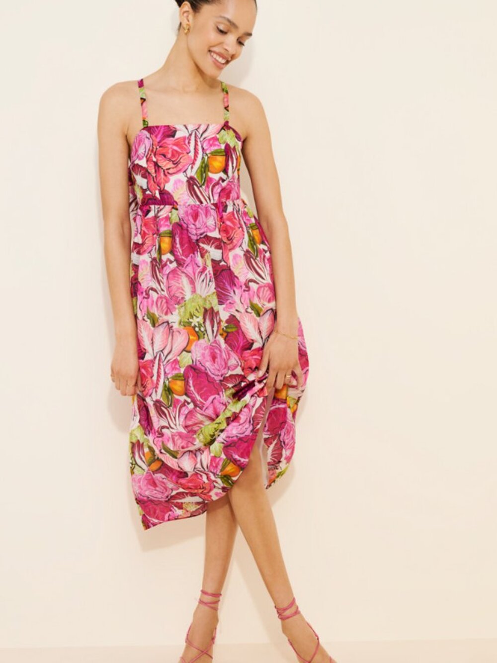 RACHEL ANTONOFF Women's Rebecca Silk Blend Midi Dress Size XL Radicchio Citrus - Picture 3 of 9